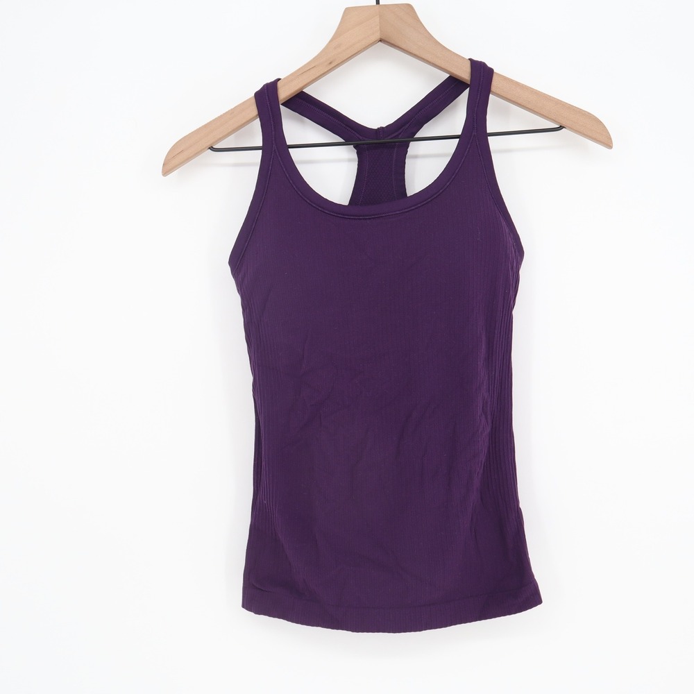 Unbranded Tank Top Womens XS Racerback Purple Ribbed Shelf Bra Excellent